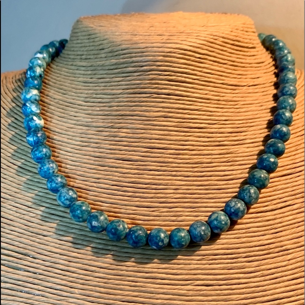 Vintage Blue Sediment Jasper Necklace 36 grams